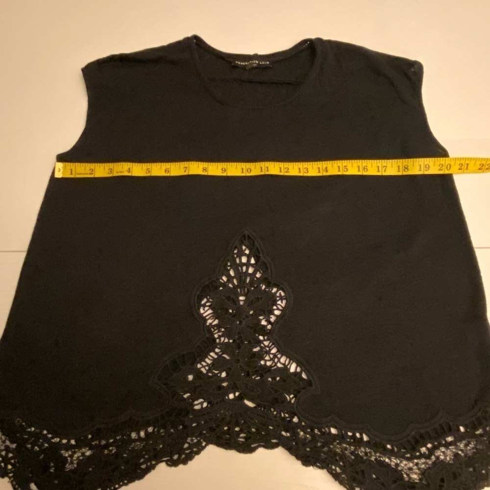 Generation Love New York 100% Linen Black Lace Blouse Tank Top Size Small - Picture 12 of 12